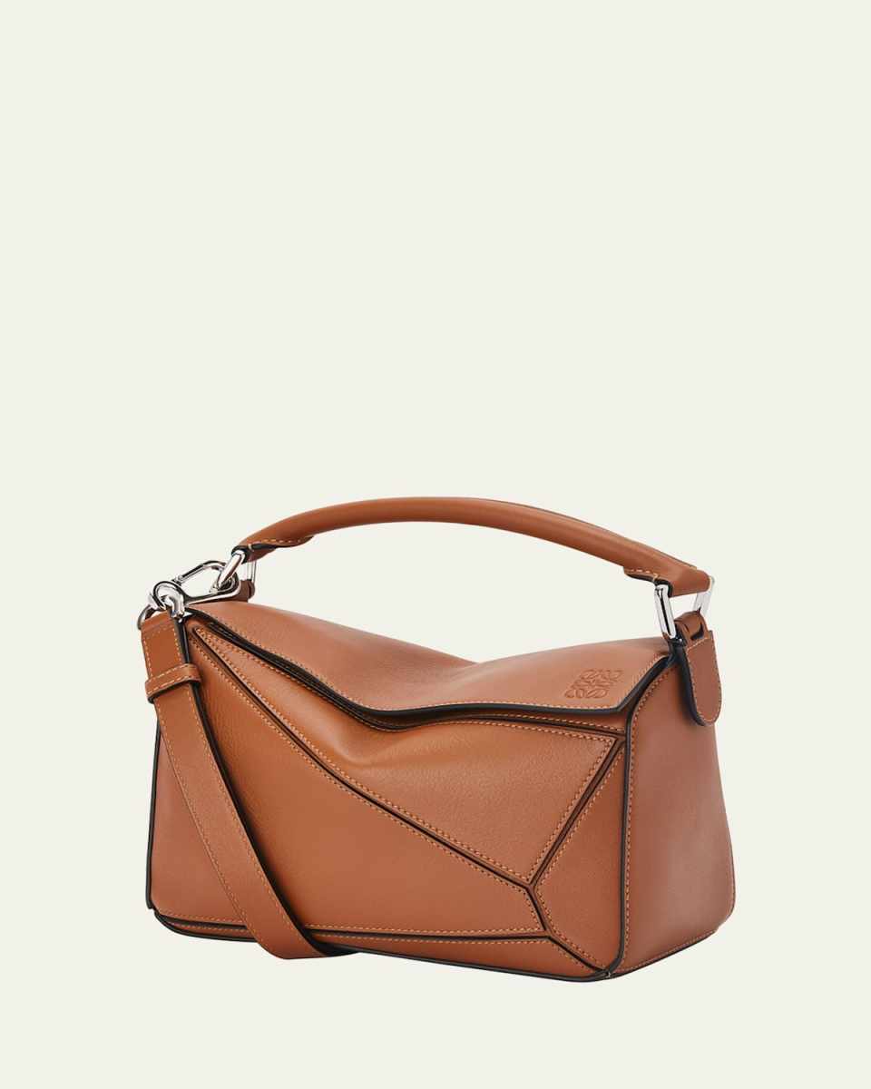 Puzzle Edge Small Shoulder Bag in Calfskin Leather